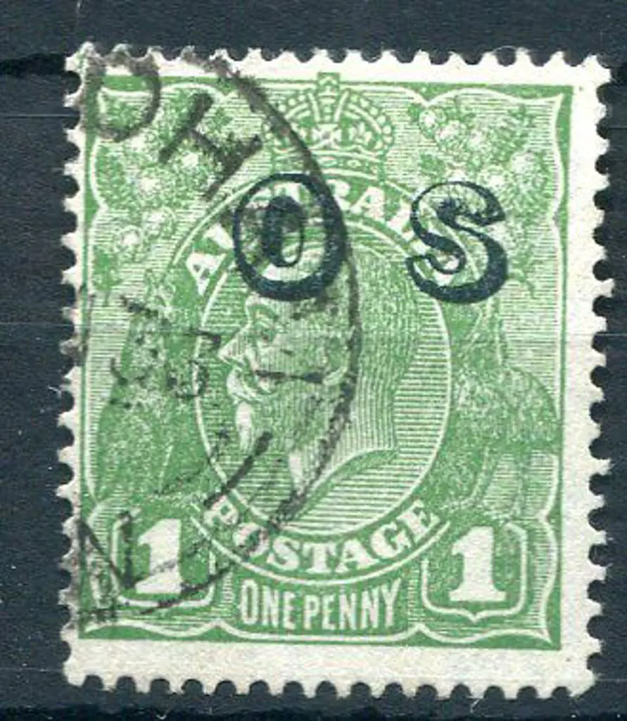 1931/36 1d green with reversed wmk & ovptd "OS". ... Image 1++