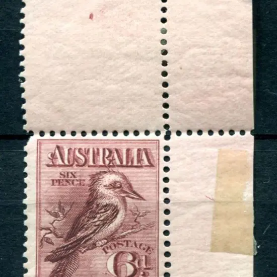 1914 6d kookaburra with top right corner selvedge ...