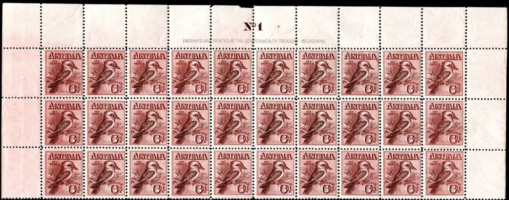 1913 6d maroon engraved kookaburra. Complete ... Image 1++
