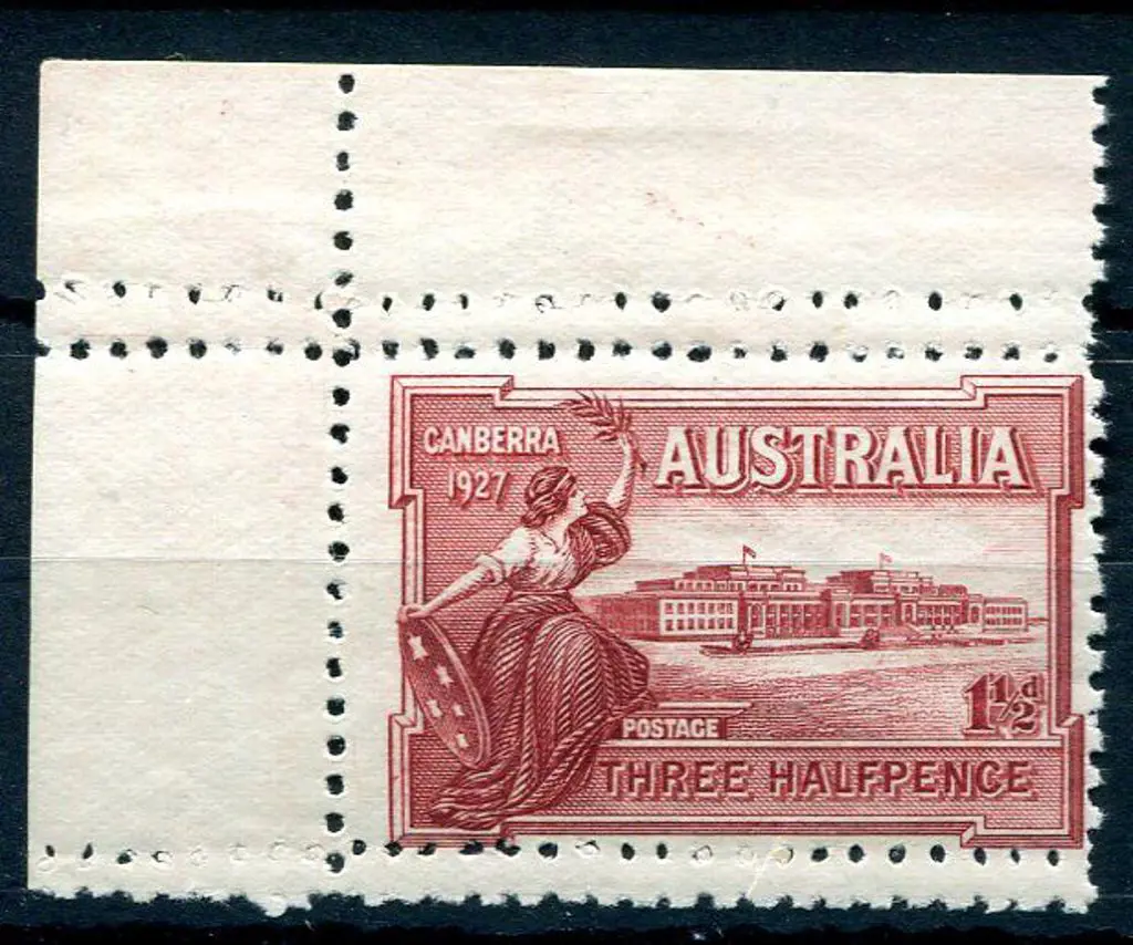1927 1½d Parl House top left marginal corner ... Image 1++