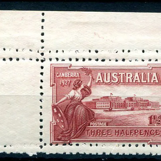 1927 1½d Parl House top left marginal corner ...