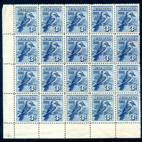 1928 3d Kookaburra in bottom left corner block of ...