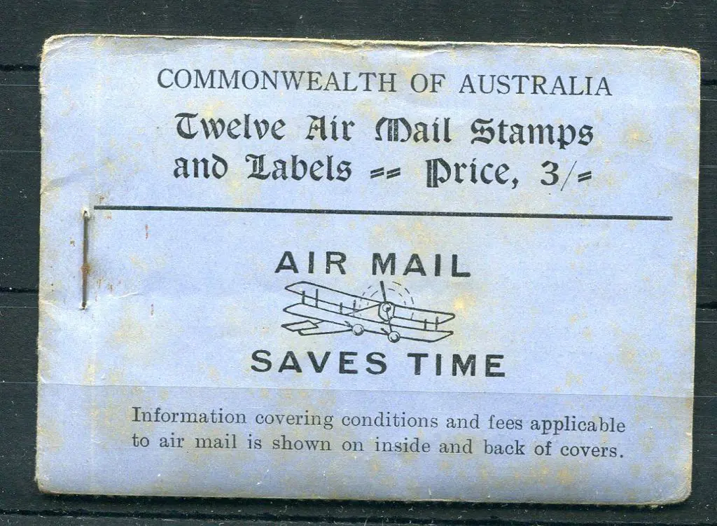 1930 3/- "AIR MAIL SAVES TIME" black on blue cover ... Image 1++