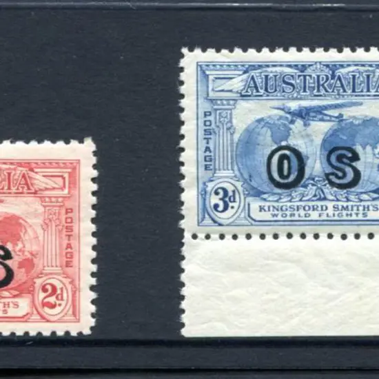 1931 2d & 3d Kingsford Smith ovptd "OS". MUH pair ...