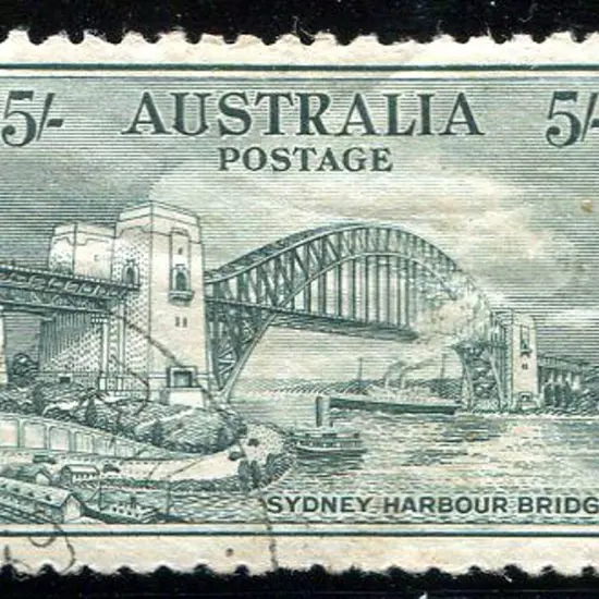 1932 5/- Sydney Harbour Bridge. CTO with gum but ...