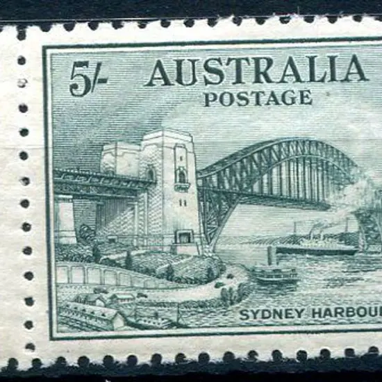 1932 5/- Sydney Harbour Bridge with left selvedge. ...