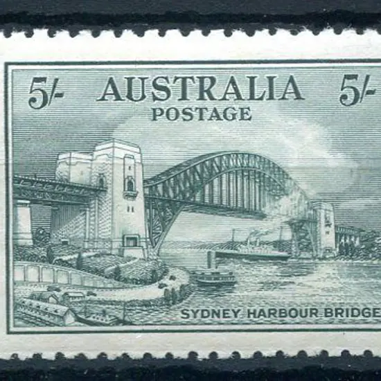 1932 5/- Sydney Harbour Bridge showing "retouch ...