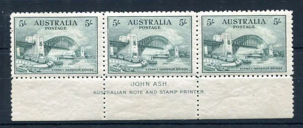 1932 5/- Sydney Harbour Bridge John Ash imprint ... Image 1++