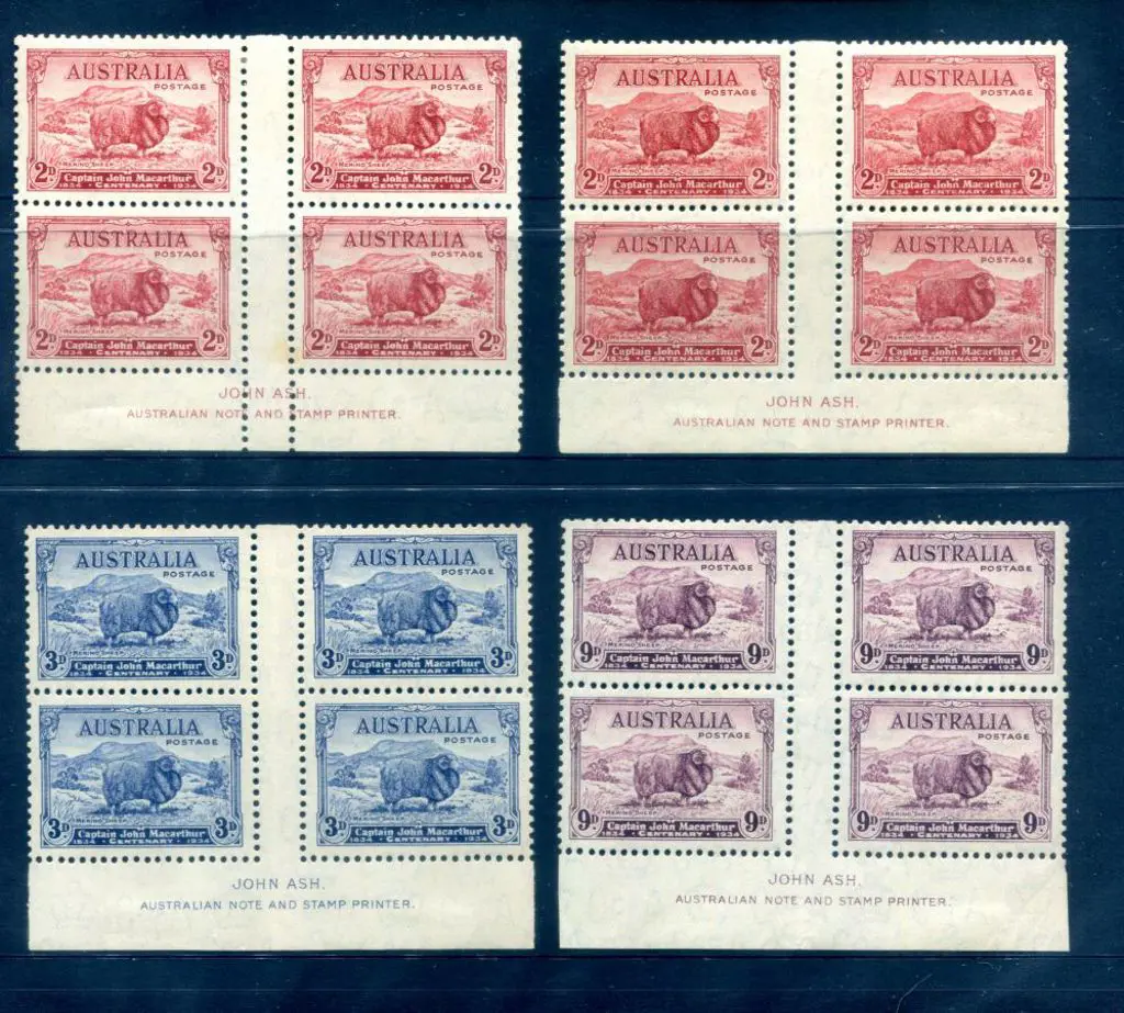 1934 Macarthur set of 4 in John Ash imprint blocks ... Image 1++