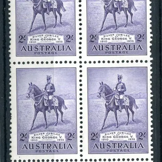 1934 2/- Silver Jubilee John Ash imprint block of ...