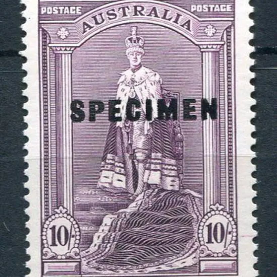 1937/48 10/- Robes on thick paper ovptd ...