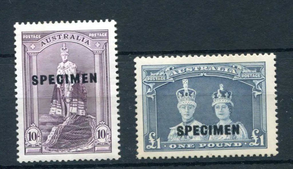 1937/48 10/- & £1 Robes on thick paper ovptd ... Image 1++
