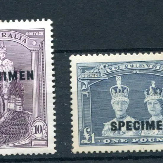 1937/48 10/- & £1 Robes on thick paper ovptd ...
