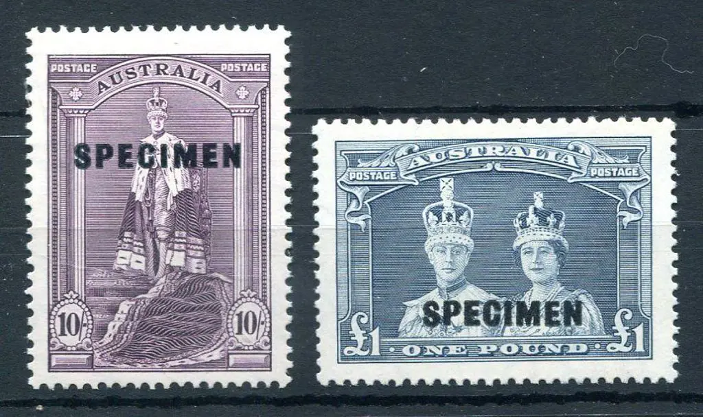 1937/48 10/- & £1 Robes on thick paper ovptd ... Image 1++
