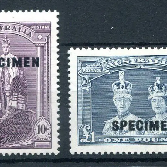 1937/48 10/- & £1 Robes on thick paper ovptd ...