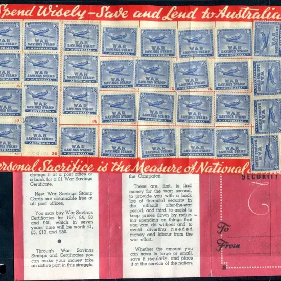 1940 "War Savings Stamps" x 32 completing entire ...