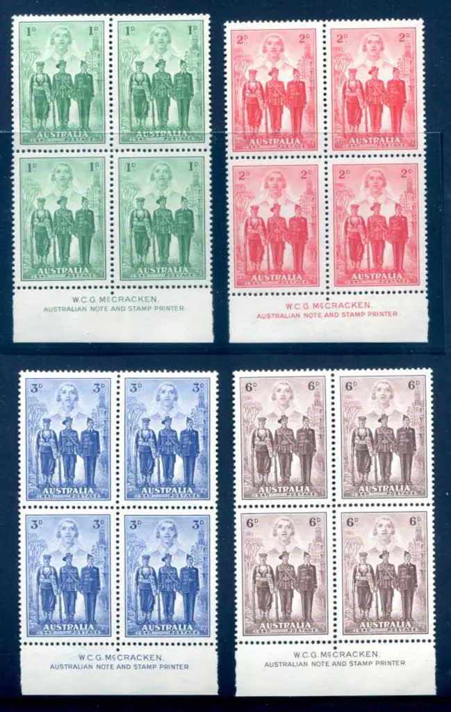 1940 AIF set of 4 in McCracken imprint blocks of ... Image 1++
