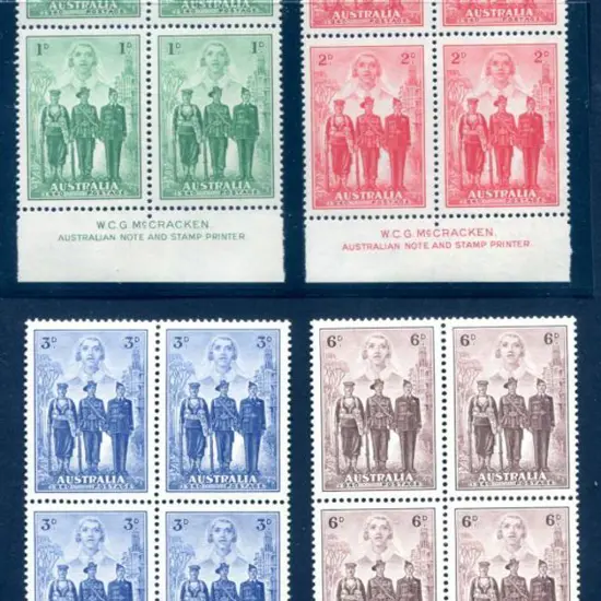 1940 AIF set of 4 in McCracken imprint blocks of ...