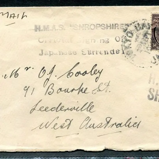 1945 (2nd Sept) Airmail cover to Leederville, WA ...