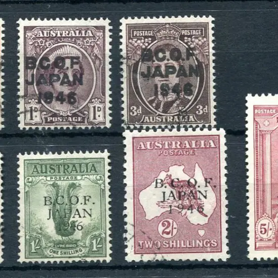 1946 BCOF set of 7 to 5/- Robes on both thin ...