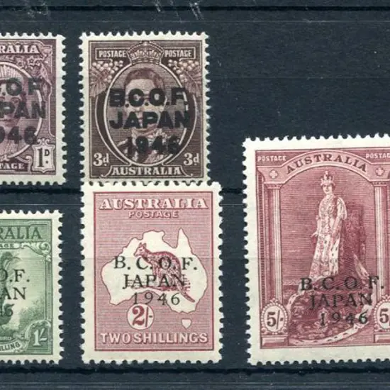 1946 BCOF set of 8 to 5/- Robes on both thick & ...