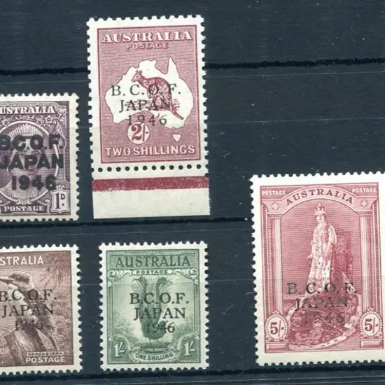 1946 BCOF set of 8 from ½d to 5/- on both papers. ...