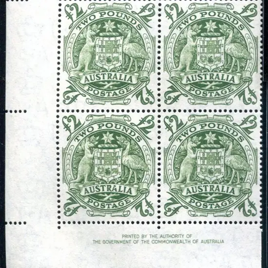 1949/50 £2 Arms in Authority imprint block of 4. ...