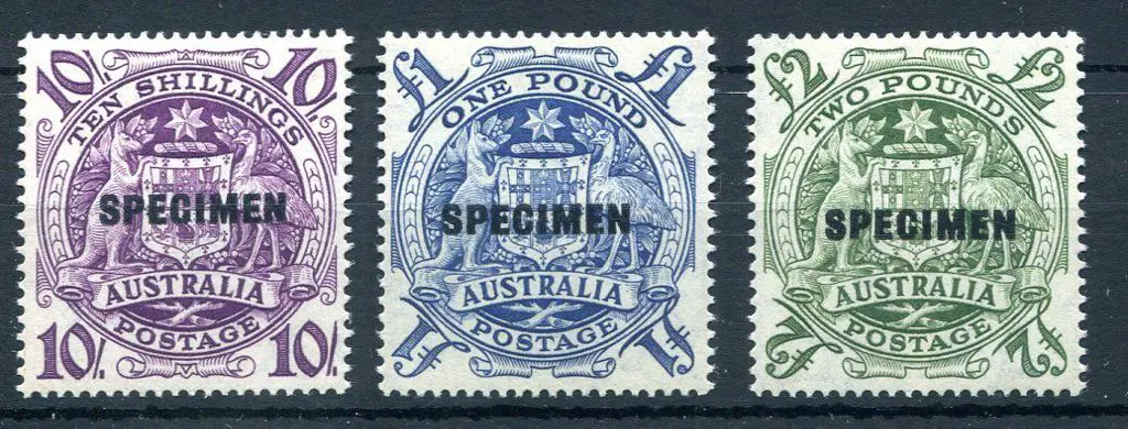 1949/50 Arms set of 3 ovptd "SPECIMEN". MVLH with ... Image 1++