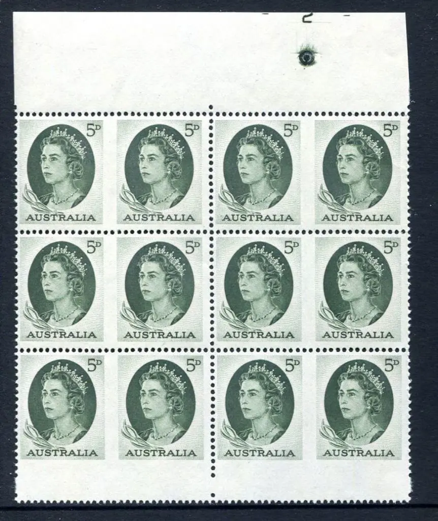 1964 5d green QEII uncut booklet pane block of 12 ... Image 1++