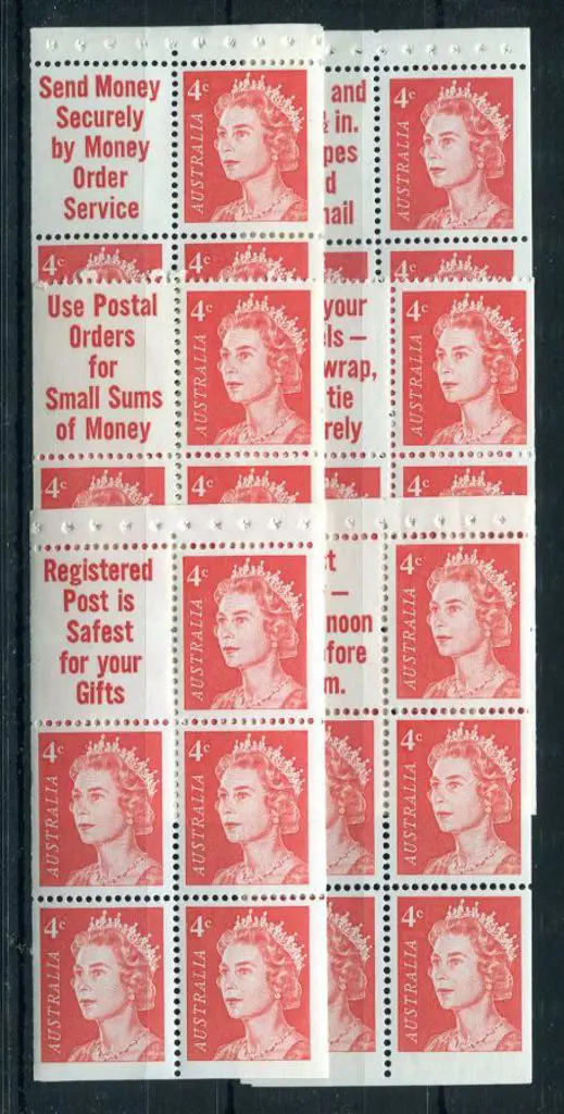 1966 4¢ red booklet pane set of 6 slogans. MUH, ... Image 1++