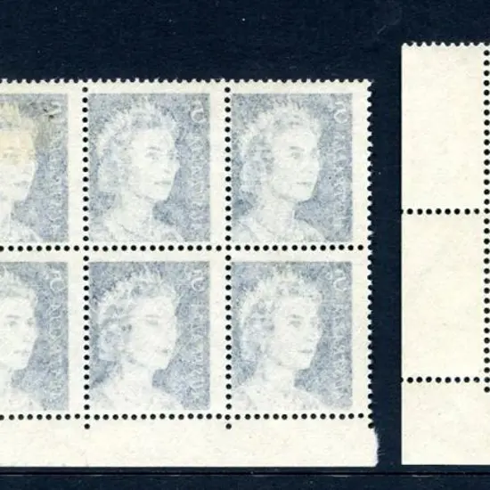 1967 5¢ blue QEII corner block of 8 & 1970 6¢ ...