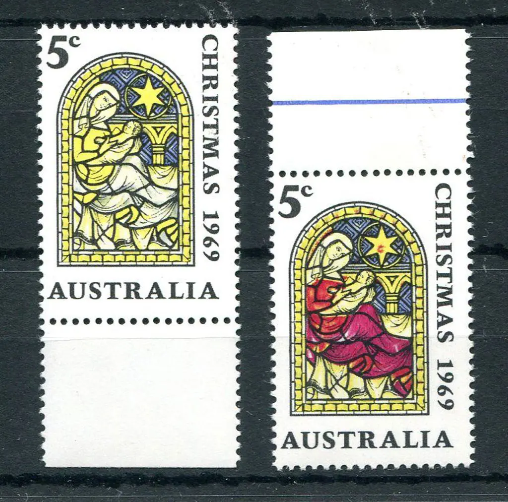 1969 5c Christmas with magenta completely omitted. ... Image 1++