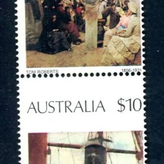 1977 $10 Coming South painting in vertical pair ...