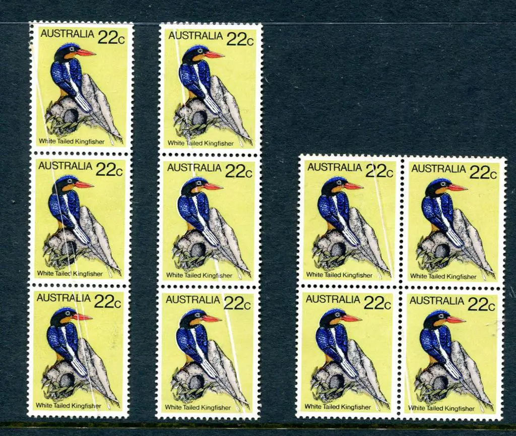 1980 22c Kingfisher in block of 4 & 2 x strips of ... Image 1++