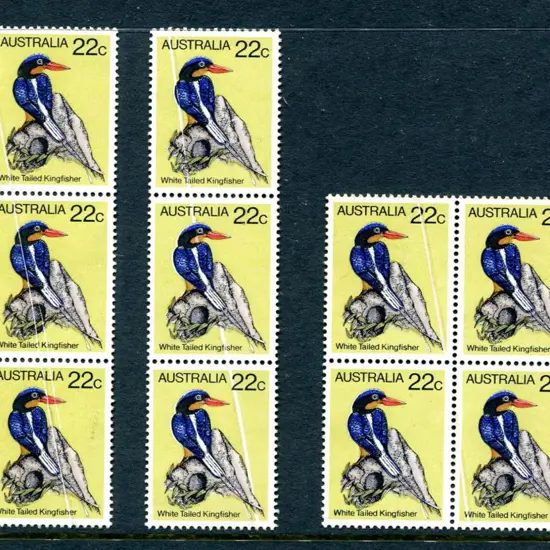 1980 22c Kingfisher in block of 4 & 2 x strips of ...