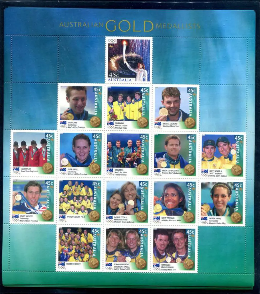 2000 Australian Olympic Gold Medallists sheetlet ... Image 1++