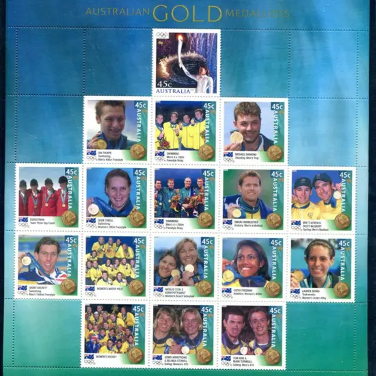 2000 Australian Olympic Gold Medallists sheetlet ...