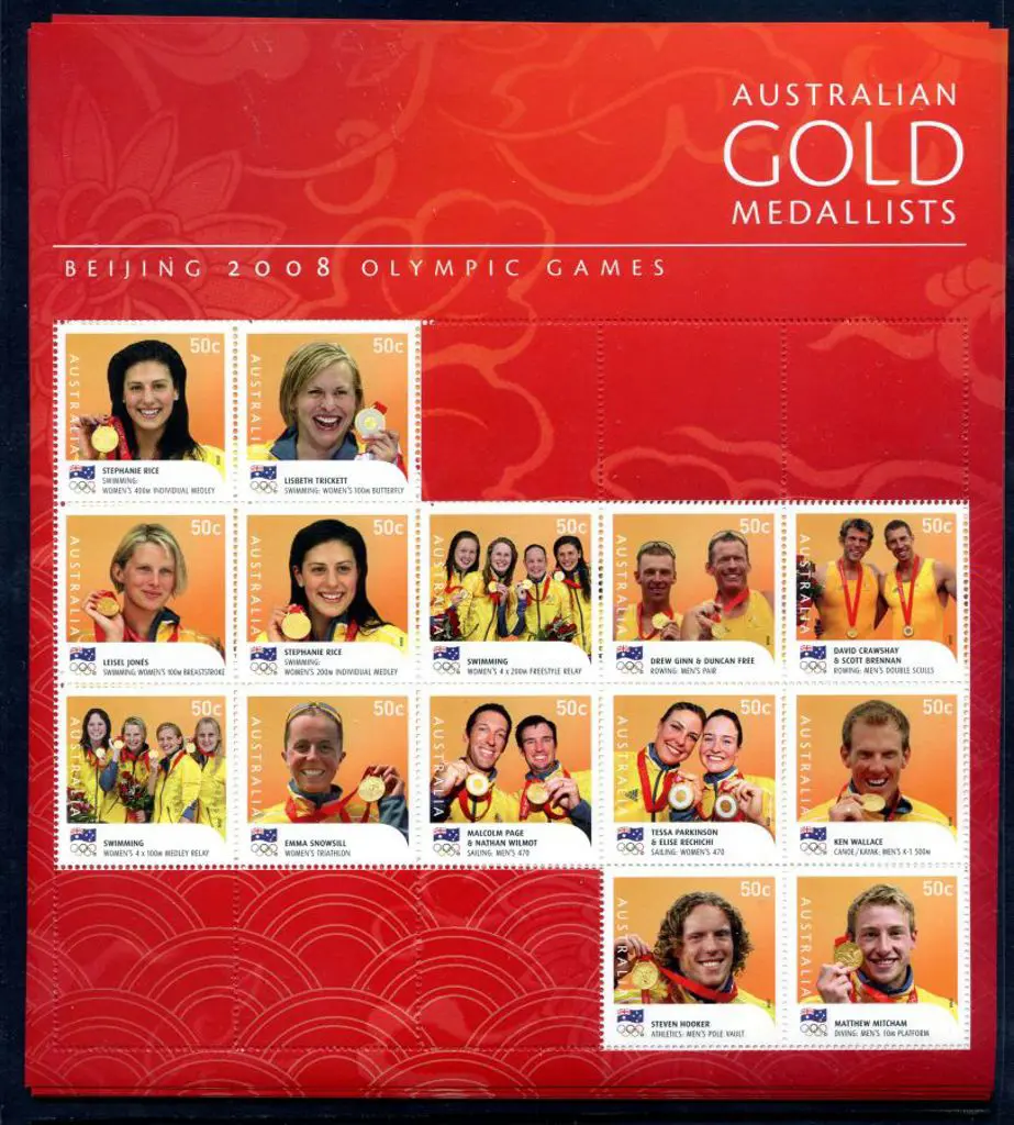 2008 Australian Olympic Gold Medallists sheetlet ... Image 1++