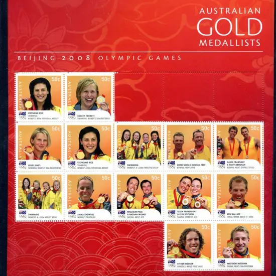 2008 Australian Olympic Gold Medallists sheetlet ...
