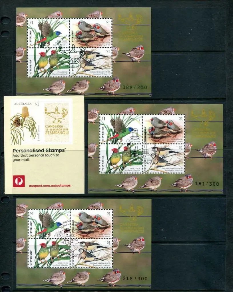 2018 (16th-18th March) Finches set of 3 M/S's with ... Image 1++