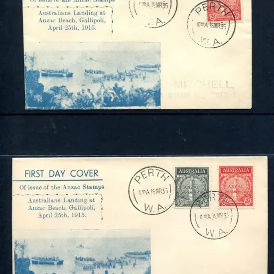 1935 (18th Mar) 2d & 1/- Anzac on "Australians ...