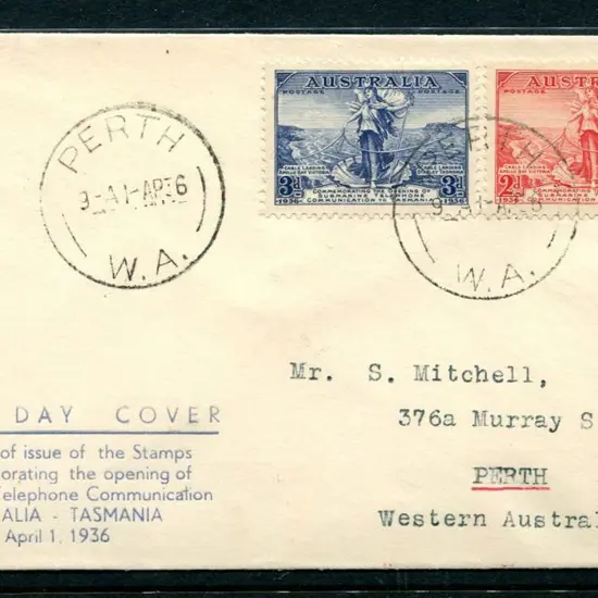 1936 (1st Apr) 2d & 3d Cable on blue printed ...