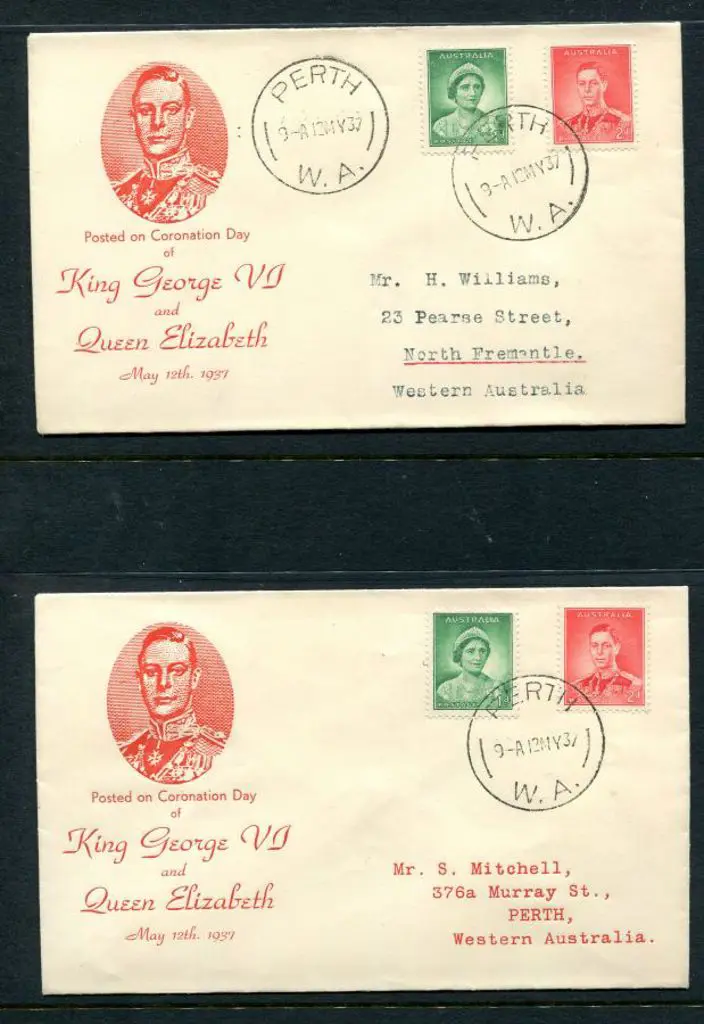 1937 (12th May) 1d QM & 2d KGVI on red Mitchell ... Image 1++