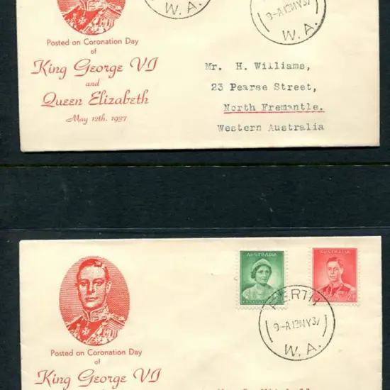 1937 (12th May) 1d QM & 2d KGVI on red Mitchell ...