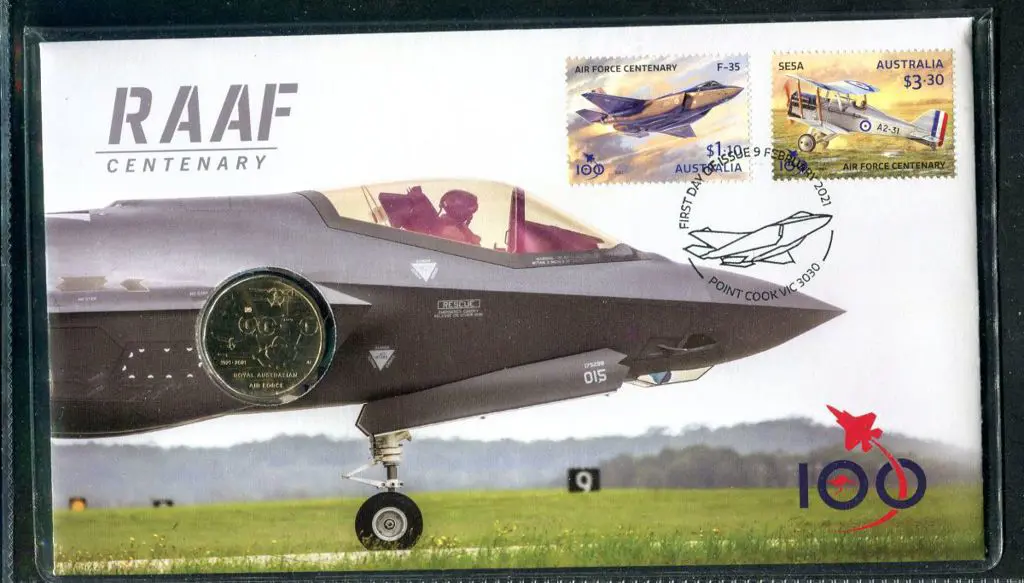 2021 (9th Feb) RAAF Cent. $1 RAM illust coin with ... Image 1++
