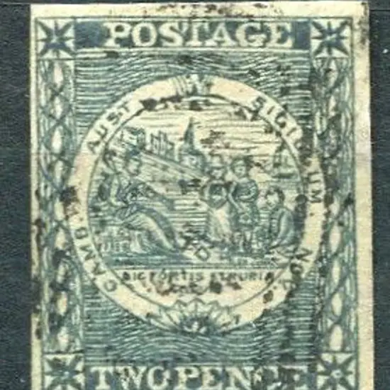 1850 2d indigo, plate II early impression with the ...