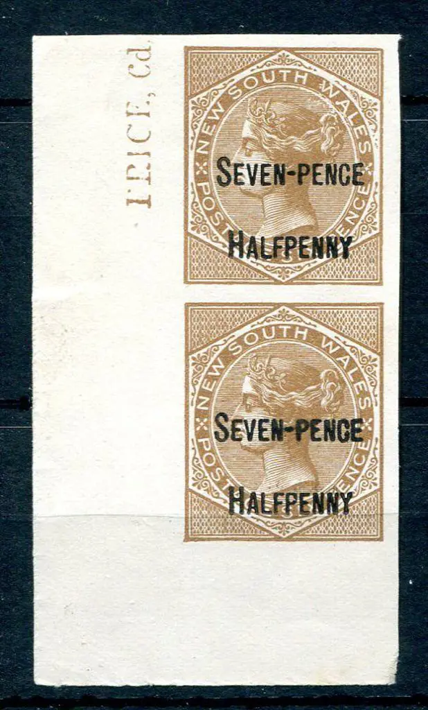 1891 6d brown QV ovptd "SEVEN-PENCE HALFPENNY" ... Image 1++
