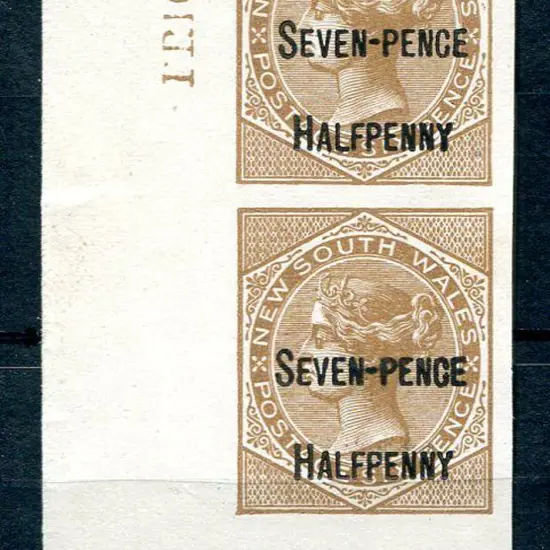 1891 6d brown QV ovptd "SEVEN-PENCE HALFPENNY" ...