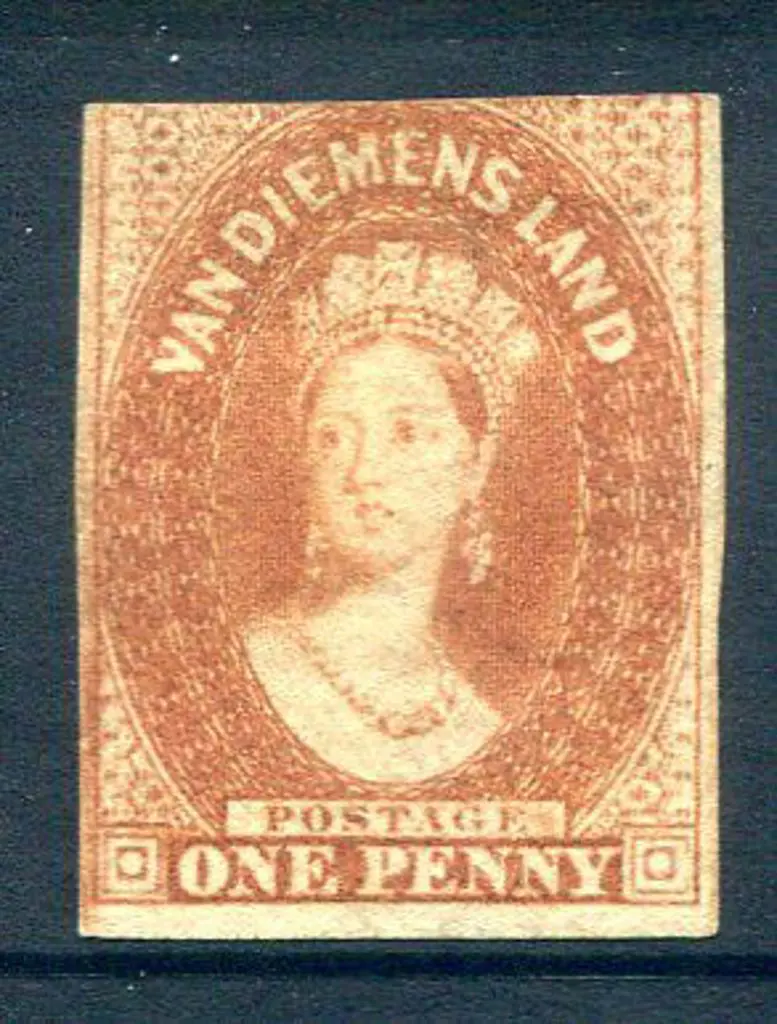1857 1d deep red-brown QV with "double lined 1" ... Image 1++