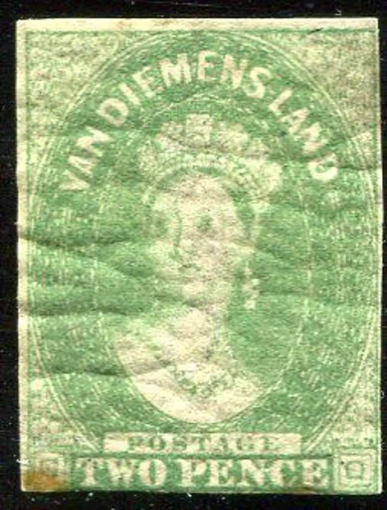1857 2d yellow-green imperf. 3 close to clear ... Image 1++